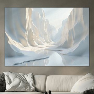 Digitale Darstellung eines weißen Canyons mit ruhigem Wasser von Markus Gann
