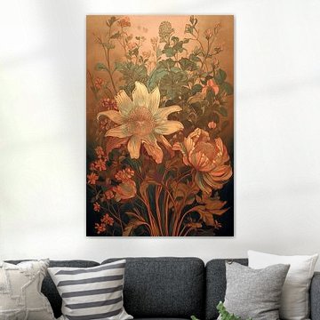Stimmungsvolles botanisches Gemälde in warmen, goldenen Herbstfarben