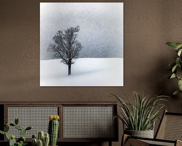 LONELY TREE Idyllic Winterlandscape van Melanie Viola