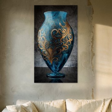 Luxury blue and gold vase by TheXclusive Art