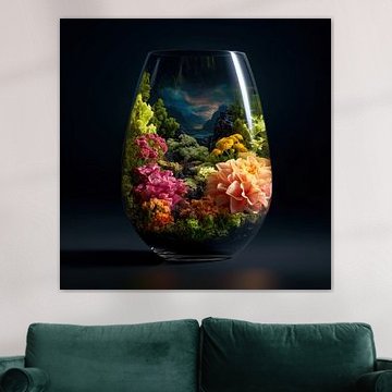Paysage coloré dans un vase en verre sur TheXclusive Art