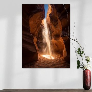 « La lumière descendante » — Paysage artistique représentant un ancien faisceau lumineux dans un canyon en fente