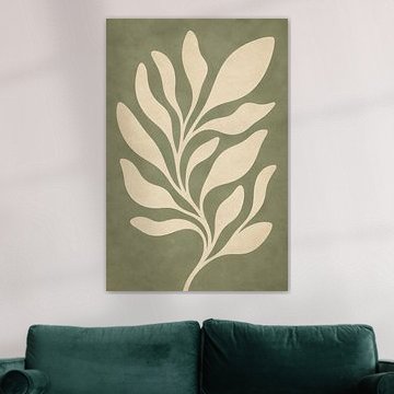 Sagegroene botanische wanddecoratie – Minimalistisch abstract blad – Neutrale, moderne natuurdecoratie van Timeless Artworks