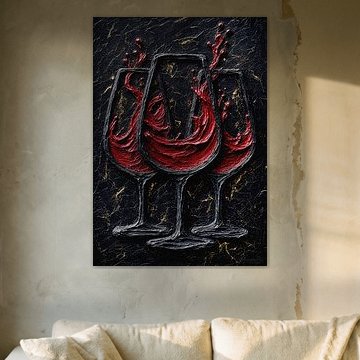 Red wine in the black cosmos of colour by AidasignArt