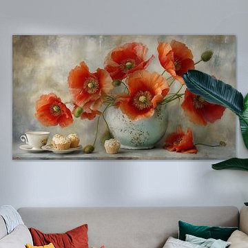 Summer Orange Poppies with a Cup by Joriali Fine Art