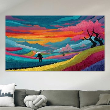 Landschap in sakura seizoen artistiek panorama van TheXclusive Art