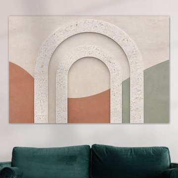 Terrazzo-Bögen Symmetrisch – Japandi & Terrakotta Kunst