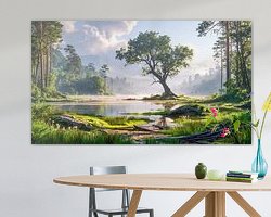 Voorbeeld van het werk in een kamer