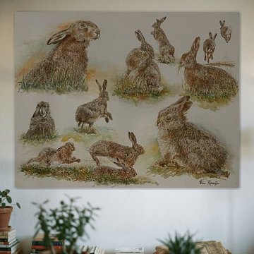 Tableau de lièvres sur Wim Romijn