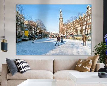 Winter op de Prinsengracht in Amsterdam van Eye on You