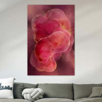 Burgundy Abstract – Rosa Epoxidharz-Optik in Maltechnik