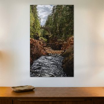 Swedish nature – Vertical photo print of the historic timber rafting on the Brattfallet gorge