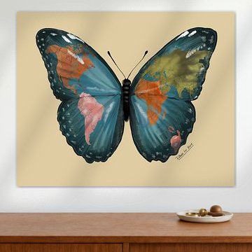 Butterfly with a map of the world by Fleur ter Horst