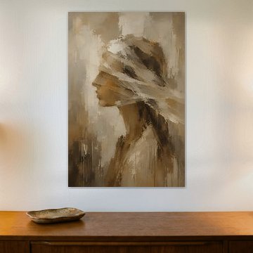 Abstrakte Frau mit einem Tuch vor dem Gesicht von FoXo Art
