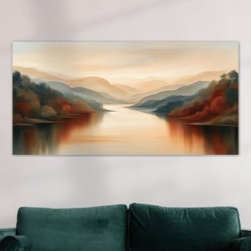 Les montagnes au bord de la rivière en automne sur Bert Nijholt