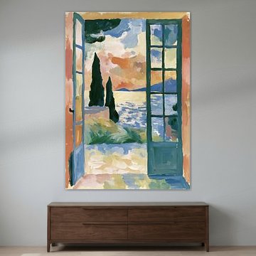 A view of the Mediterranean through the open window by Niklas Maximilian