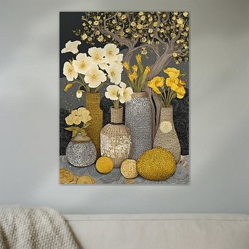 Leuchtende Blumen in Vasen von Blickfänger Gemälde