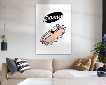 'Damn' meisje op Hotdog  van Lola Vogels