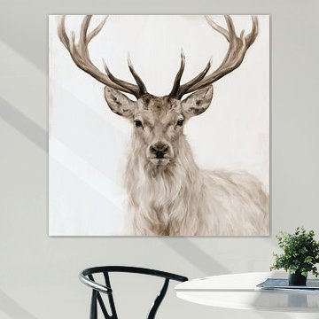 Portrait de cerf dans des tons naturels doux sur Wolkenlos