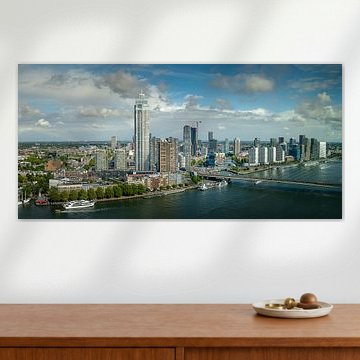 De skyline van Rotterdam aan de Nieuwe Maas van Jonas Weinitschke