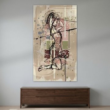 De Stilte van de Lijn | Abstract Vrouwelijk Portret in Aardetint