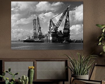 Crane ships Thialf and Balder in Rotterdam by Anton de Zeeuw
