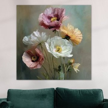 Mohnblumen in Weiß, Rosa und Gelb von TheXclusive Art