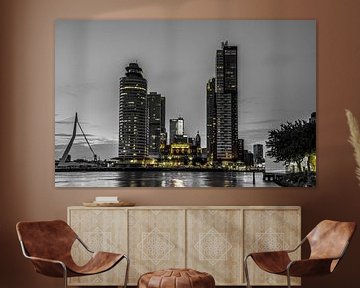 Hotel New York Rotterdam met skyline en Erasmusbrug RawBird Photo's Wouter Putter