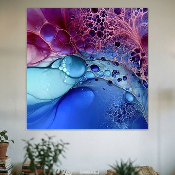 art abstrait, peinture fluide avec des cellules sur Anneke Blijlevens