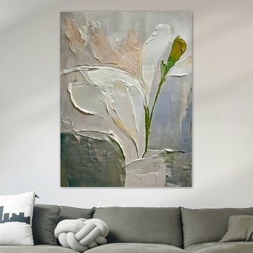 Feuilles botaniques en relief : un art serein à l'impasto et aux textures riches