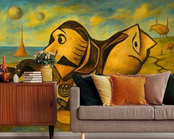 Voorbeeld van het werk in een kamer