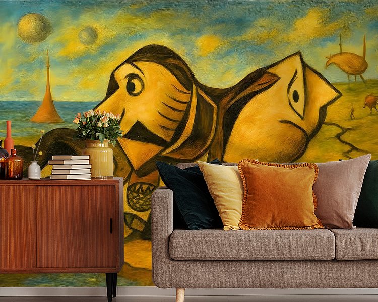 Voorbeeld van het werk in een kamer