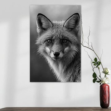 Fuchs Schwarz-Weiß Dramatisches Licht Wandbild