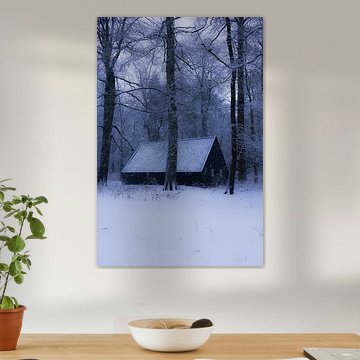 La cabane des gardes forestiers sous la neige sur Norman van der Geer