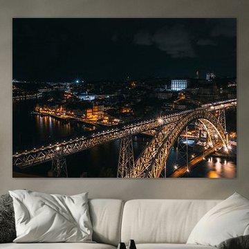 Porto et le pont Dom Luís I de nuit sur Peter Santema