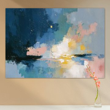 Abstrakte Landschaft mit Sternenhimmel und Küstenreflexion von Niklas Maximilian