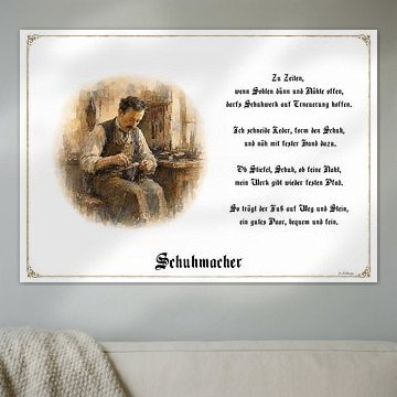 Schuhmacher – Zunftbild mit Gedicht
