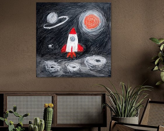 Voorbeeld van het werk in een kamer