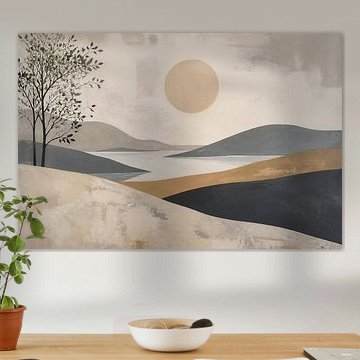 Japandi Berglandschaft – Sanfte Hügel & Filigrane Bäume