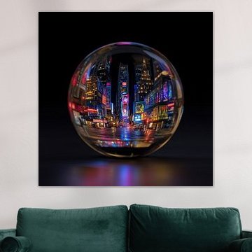 New Yorker Skyline mit Neonlicht in einer Glaskugel von TheXclusive Art