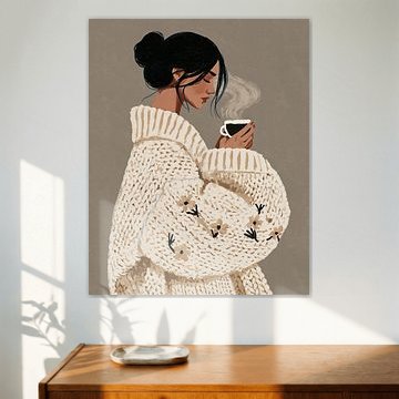 Coffee- & -Cozy | Frau mit Kaffee in einem übergroßen Pullover von Studio Allee