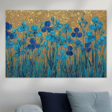 Gilded Irises – Blue Field