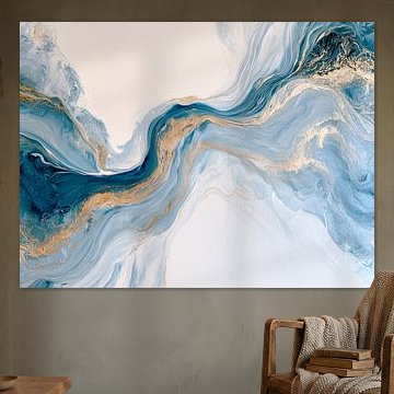 Abstrakter Ozean in Blau und Gold
