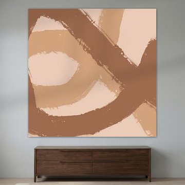 Lignes abstraites beiges et marron sur Art minimaliste abstrait