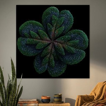 Vierblättriges Kleeblatt, grün-blau von TheXclusive Art