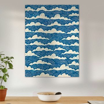 Blauwe golven – motief in Japanse stijl