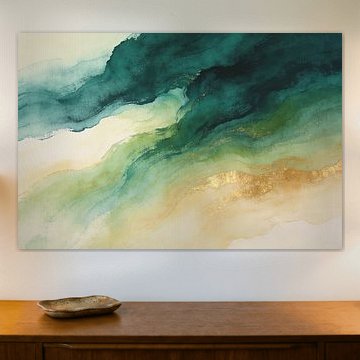 Smaragdgroene diepte – abstracte wandkunst in groen
