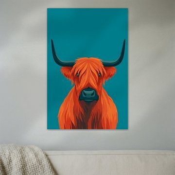 Der orangefarbene Hochländer aus nächster Nähe