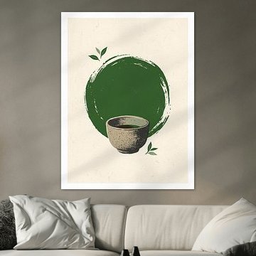 Quiet Matcha Ritual Emerging From Nature In Timeless Green Harmony by my pixel art