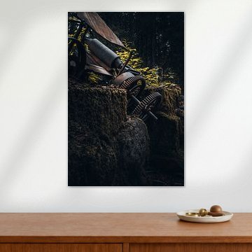 Swedish Wilderness – Vertical Ruin with Rusty Cogs at Fämtfallet Waterfall